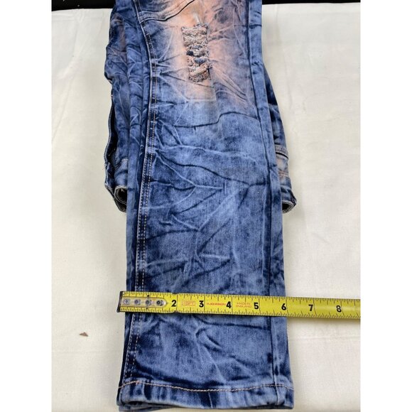 Mystiq Women's Blue/Orange Stretch Skinny Ripped Jeans Size 7 x 30" SKU 5125 - Picture 7 of 7